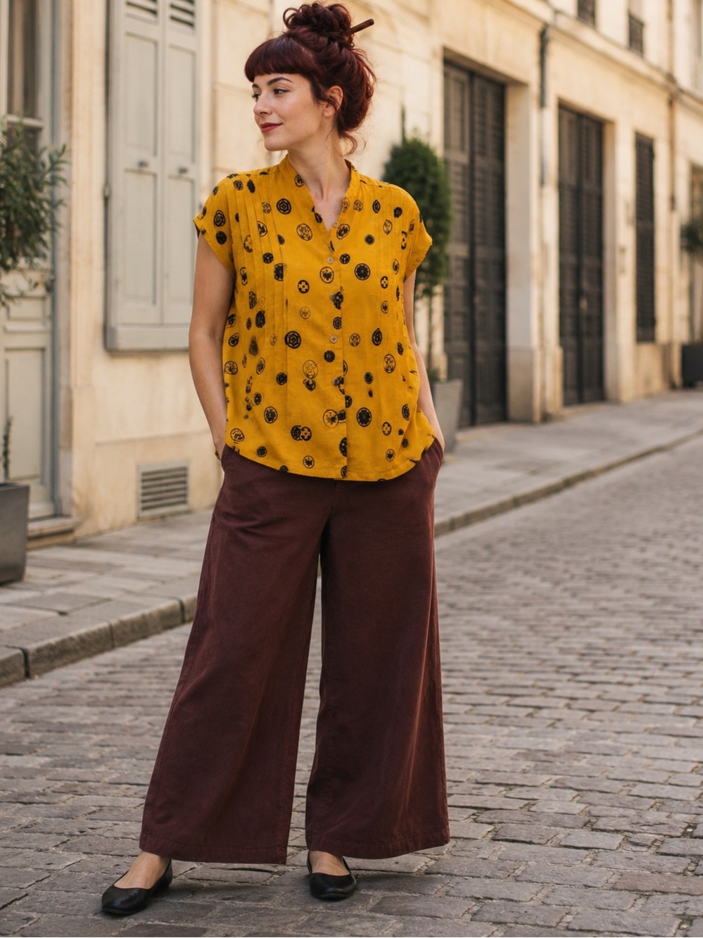 KUT from the KLOTH Rust Color Velour Wide Leg High Rise Trousers Inseam 26”